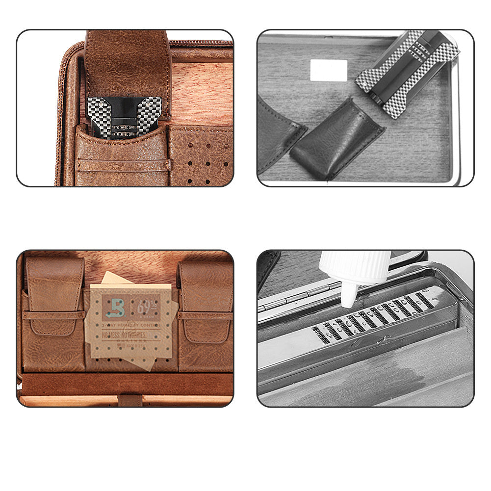 Set de Herramientas para Humidor Portátil Caja de Cigarros de Cuero